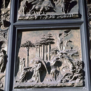 Detail of the doors of Paradise showing Abraham and Isaac, 15th century. Artist: Lorenzo Ghiberti