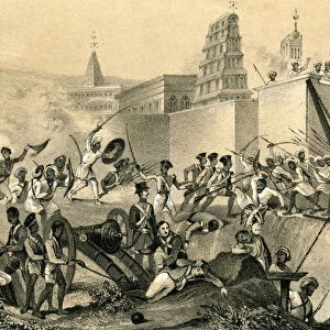 The last effort of Tippoo Saib at Seringapatam, 1799, (1847)