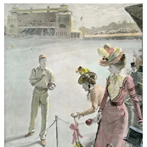 Eton v Harrow at Lord s: A Boundary Hit, late 19th or early 20th century(?). Artist: Anglo