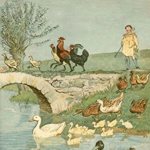 The Farmers Boy with chickens and ducks, c1881. Creator: Randolph Caldecott