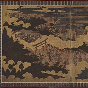 A festival at the Sumiyoshi Shrine, Edo period, early 17th century. Creator: Unknown