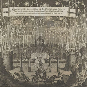 Fireworks celebrating the marriage of Emperor Leopold I and Margarita, Vienna 1666, after 1666. Creator: Melchior Küsel