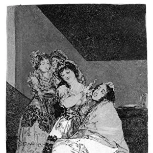 She fleeces him, 1799. Artist: Francisco Goya
