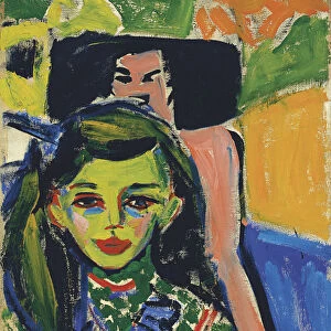 Franzi in front of Carved Chair, 1910. Artist: Kirchner, Ernst Ludwig (1880-1938)