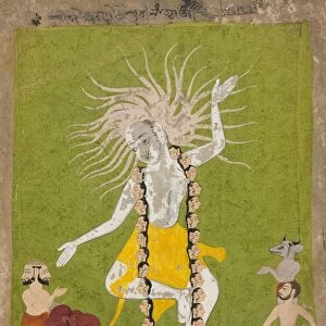 God Shiva in His Ferocious Aspect as Mahakala Dancing, c. 1700-1710. Creator: Unknown
