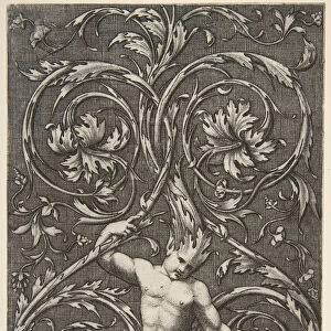 Grotesque with male figure with lower body and head of acanthus scrolls, ca. 1515-1600