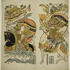Kumagai Naozane and Taira no Atsumori at the battle of Ichi-no-tani, Japan, c. 1720