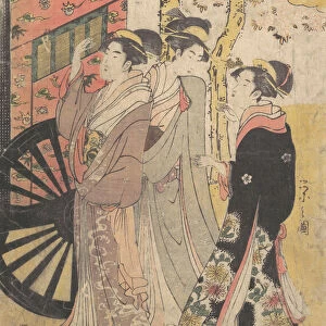 Lady in a Court Carriage Viewing Cherry Blossoms, ca. 1796 (Kansei 8)