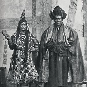 Two lamas of Sikkim in ceremonial dress, 1902. Artist: Johnson & Hoffman