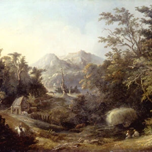 Landscape with Farm and Mountains, 1832. Creator: Charles Codman