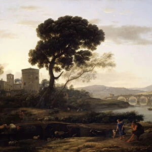 Landscape near Rome with a View of the Ponte Molle, 1645. Creator: Claude Lorrain
