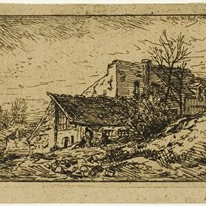 Landscape with Peasant Dwellings and Mill, 1846. Creator: Charles Emile Jacque