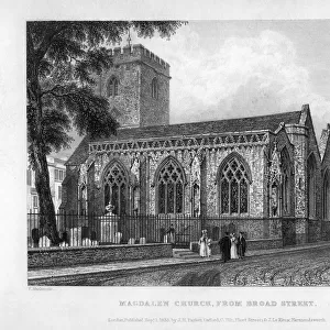 Magdalen Church, from Broad Street, Oxford, 1833. Artist: John Le Keux