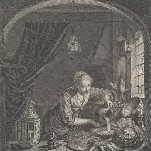 Milkmaid after the painting of G. Dou in the Cabinet of Mr. Poullain, mid-17th century