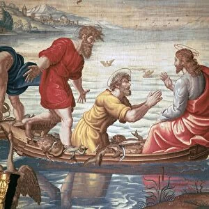 Detail from Mortlakes Tapestries, showing the miraculous draft of fishes, 17th century