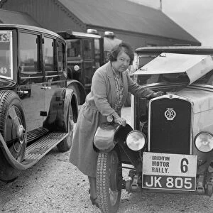 Mrs JW McClintock with her Triumph saloon at the B&HMC Brighton Motor Rally, 1930