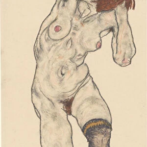 Nude in Black Stockings, 1917. Creator: Egon Schiele