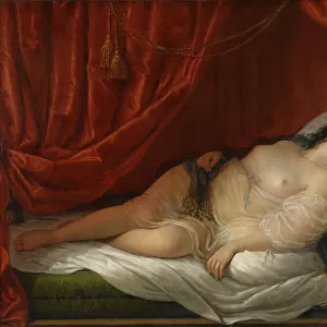 An odalisque in red interior, Early 19th cen Artist: Schiavoni, Natale (1777-1858)