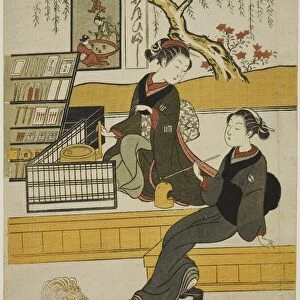 Ofuji, the Shop Girl of the Motoyanagiya, with a Customer, c. 1769