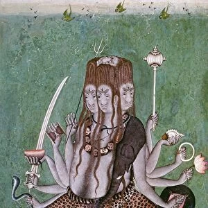 Painting of the god Siva with attributes