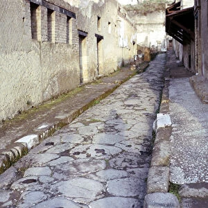 Paved street in the Roman town of Herculaneum, Italy