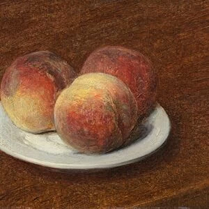 Three Peaches on a Plate, 1868. Creator: Henri Fantin-Latour