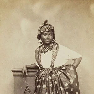Photograph of unidentified woman wearing French Antillean dress, 1860-1880
