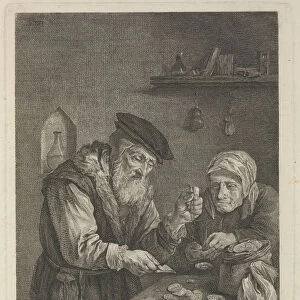 Pleasures of Old Age (after the painting by David Teniers the Younger), Mid of the 18th cen Artist: Basan, Pierre-Francois (1723-1797)