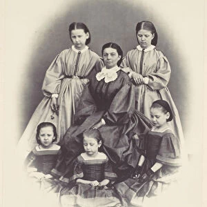 [Portrait of a Seated Woman Surrounded by Five Girls, Seated and Standing], 1850s-60s