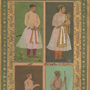 Four Portraits: (upper left) A Raja (Perhaps Raja Sarang Rao), by Balchand... ca