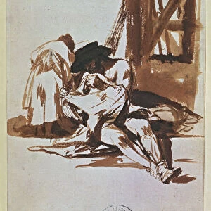 Poverty, drawing No. 258 of the series of sepia gouaches by Francisco de Goya