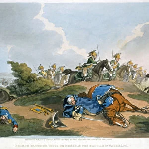 Prince Blucher under his Horse at the Battle of Waterloo, 1815