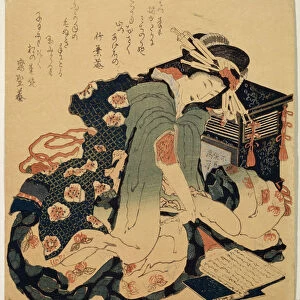 Reading, c1822. Artist: Hokusai