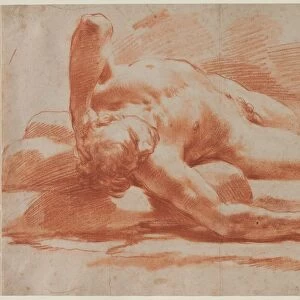 Reclining Male Nude, second half 18th century. Creator: Gaetano Gandolfi (Italian, 1734-1802)