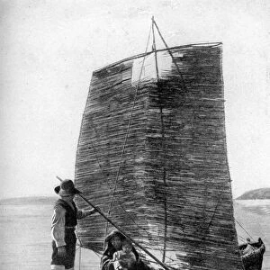 A reed balsa sailing vessel, Bolivia, 1922