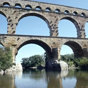 Roman aqueduct in Pont du Gard, France, 1st century. Artist: CM Dixon