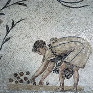Detail of a Roman mosaic showing fruit-gathering, 2nd century