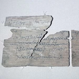 Roman wood writing tablet from Vindolanda with a party invitation, late 1st or early 2nd century. Artist: Claudia Severa
