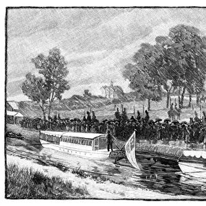 The Royal Visit to Worsley Hall; the State Barge on the Bridgwater Canal, 1851, (1888)