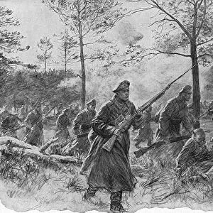 Russian infantry charging during Brusilovs offensive against Austria-Hungary, World War I, 1916