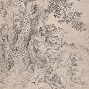 Saint Jerome before a crucifix accompanied by a lion and three putti, ca. 1631-37