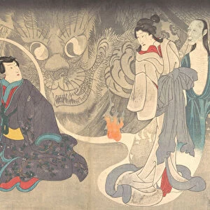 Scene from a Ghost Story: The Okazaki Cat Demon, ca. 1850. Creator: Utagawa Kuniyoshi