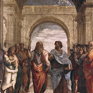 The School of Athens, detail of Plato & Aristotle, 1508-1511. Artist: Raphael