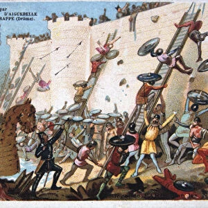 Seige of Paris by the Normans, 19th Century. Colour Lithograph. Private collection