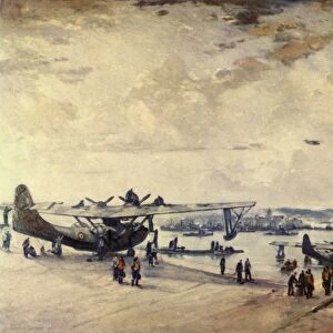 A Service Station - Seaplanes, Second World War, (1944). Creator: Charles Cundall