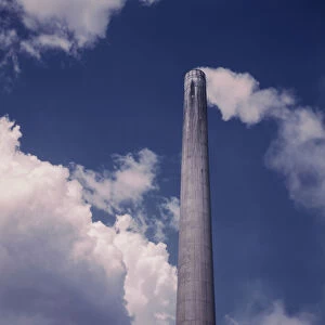 Smoke stack of TVA chemical plant where elemental... vicinity of Muscle Shoals, Alabama, 1942. Creator: Alfred T Palmer