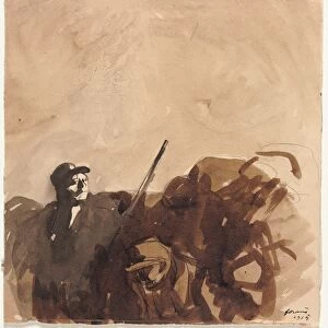 Soldier in a Trench (recto), 1915. Creator: Jean Louis Forain (French, 1852-1931)
