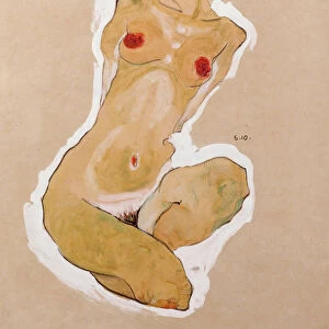 Squatting Female Nude, 1910. Artist: Schiele, Egon (1890?1918)