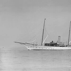 The steam yacht Branwyn under way, 1911. Creator: Kirk & Sons of Cowes