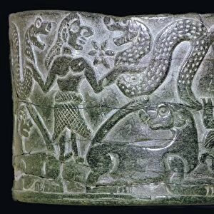 Steatite bowl with mythological scenes